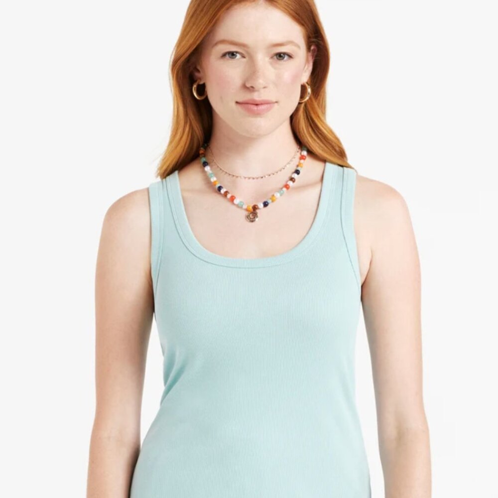 Soft Jade Scoop Neck Ribbed Tank | Sportsgirl AU | Size XL | Sold Out